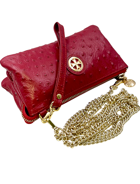 Клатч NARVIN 9245-Ostrich Red Vasheron, Артикул: 9245-Ostrich Red фото №1