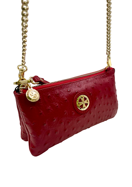 Клатч NARVIN 9245-Ostrich Red Vasheron, Артикул: 9245-Ostrich Red фото №1