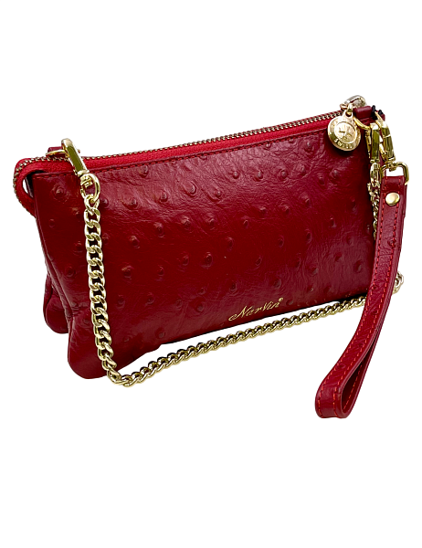 Клатч NARVIN 9245-Ostrich Red Vasheron, Артикул: 9245-Ostrich Red фото №1