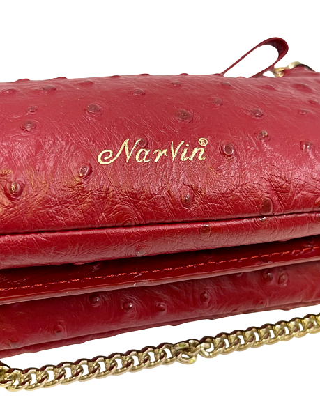 Клатч NARVIN 9245-Ostrich Red Vasheron, Артикул: 9245-Ostrich Red фото №1