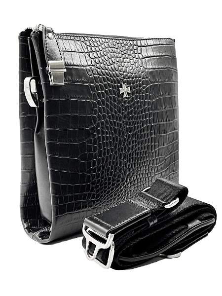 Мужская сумка NARVIN 9481-Aligro Black на плечо из натуральной кожи Vasheron, Артикул: 9481-Aligro Black фото №1