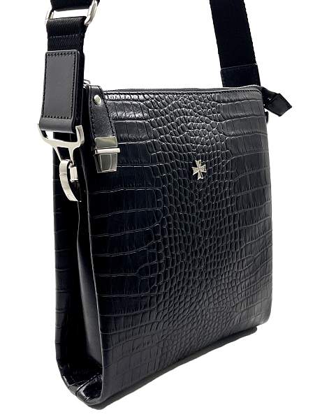 Мужская сумка NARVIN 9481-Aligro Black на плечо из натуральной кожи Vasheron, Артикул: 9481-Aligro Black фото №1