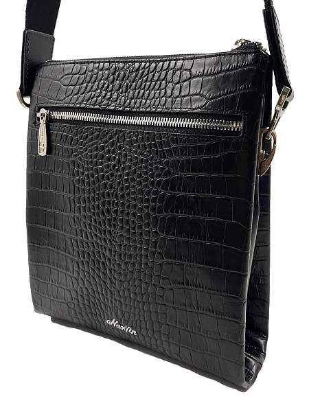 Мужская сумка NARVIN 9481-Aligro Black на плечо из натуральной кожи Vasheron, Артикул: 9481-Aligro Black фото №1