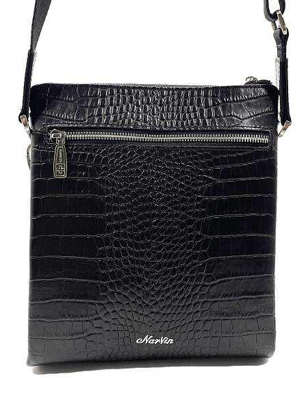 Мужская сумка NARVIN 9481-Aligro Black на плечо из натуральной кожи Vasheron, Артикул: 9481-Aligro Black фото №1