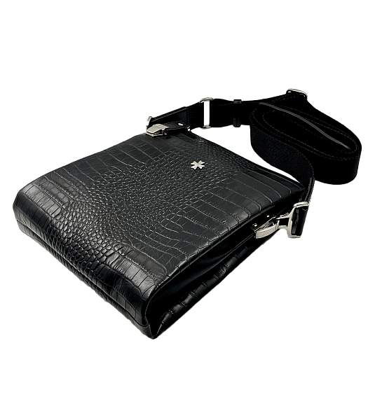 Мужская сумка NARVIN 9481-Aligro Black на плечо из натуральной кожи Vasheron, Артикул: 9481-Aligro Black фото №1