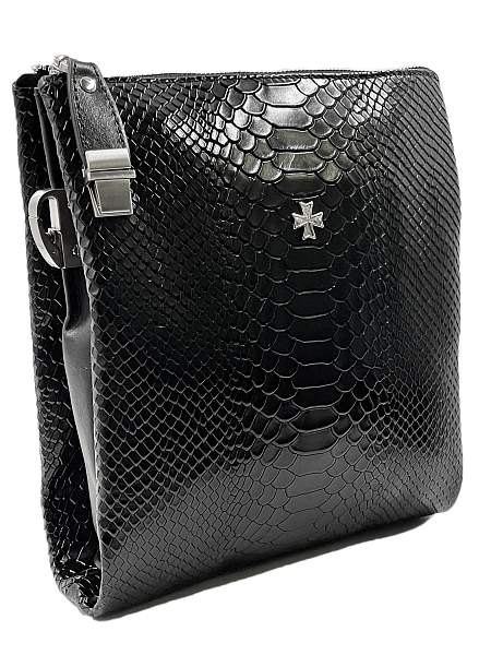 Мужская сумка NARVIN 9481-Anaconda Black на плечо из натуральной кожи Vasheron, Артикул: 9481-Anaconda Black фото №1