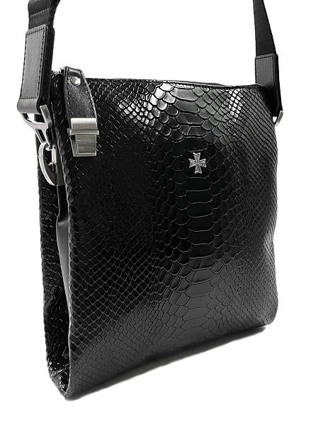 Мужская сумка NARVIN 9481-Anaconda Black на плечо из натуральной кожи Vasheron, Артикул: 9481-Anaconda Black фото №1