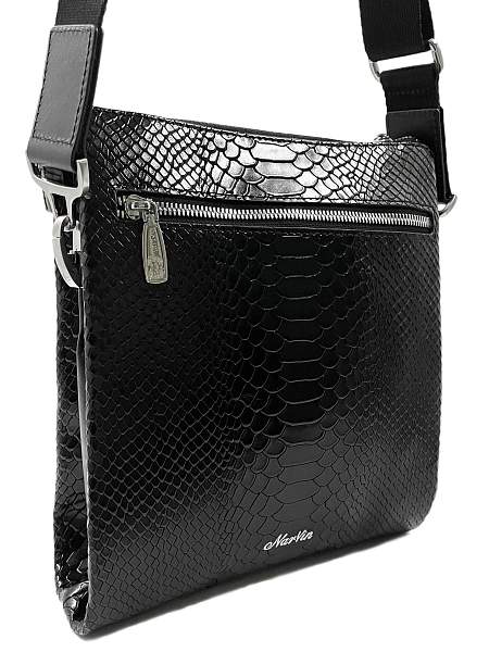 Мужская сумка NARVIN 9481-Anaconda Black на плечо из натуральной кожи Vasheron, Артикул: 9481-Anaconda Black фото №1