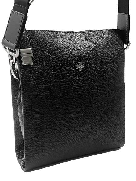 Мужская сумка NARVIN 9481-Polo Black на плечо из натуральной кожи Vasheron, Артикул: 9481-Polo Black фото №1
