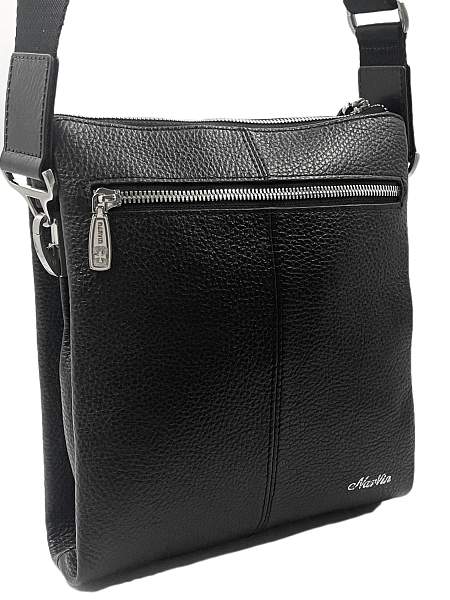 Мужская сумка NARVIN 9481-Polo Black на плечо из натуральной кожи Vasheron, Артикул: 9481-Polo Black фото №1