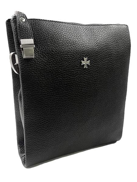 Мужская сумка NARVIN 9481-Polo Black на плечо из натуральной кожи Vasheron, Артикул: 9481-Polo Black фото №1