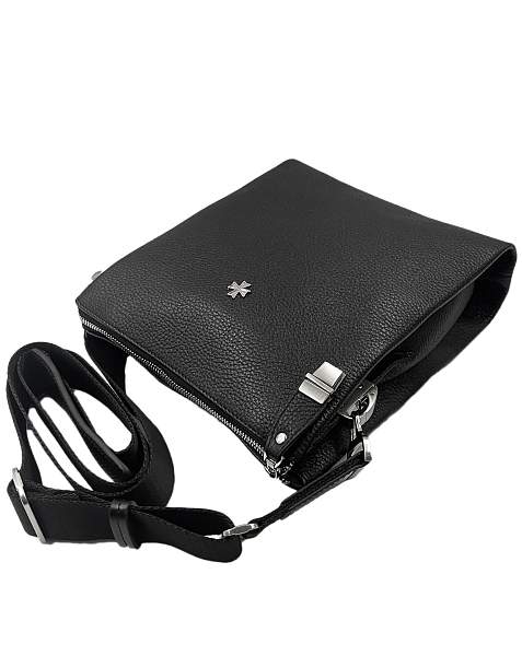 Мужская сумка NARVIN 9481-Polo Black на плечо из натуральной кожи Vasheron, Артикул: 9481-Polo Black фото №1