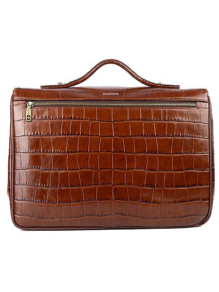 Мужской портфель Narvin 9738-Croco Caffe из натуральной кожи Vasheron, Артикул: 9738-Croco Caffe фото №1