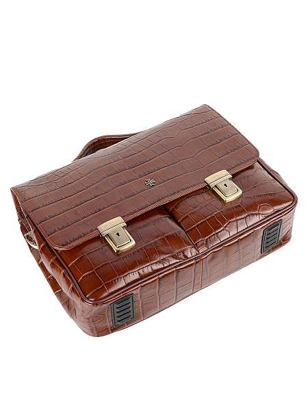Мужской портфель Narvin 9738-Croco Caffe из натуральной кожи Vasheron, Артикул: 9738-Croco Caffe фото №1