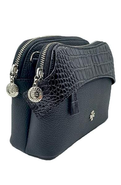 Сумка женская NARVIN 9814-Polo Black / Croco Vasheron, Артикул: 9814-Polo Black / Croco фото №1