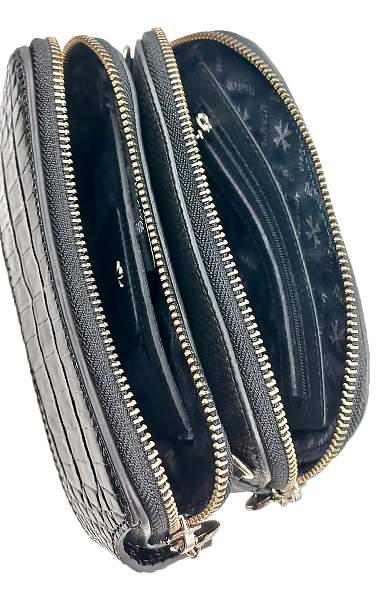 Сумка женская NARVIN 9814-Polo Black / Croco Vasheron, Артикул: 9814-Polo Black / Croco фото №1