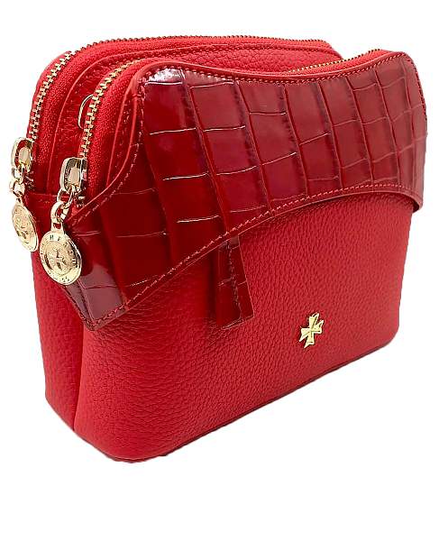 Сумка женская NARVIN 9814-Polo Red / Croco Vasheron, Артикул: 9814-Polo Red / Croco фото №1