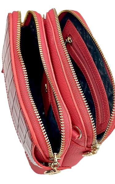 Сумка женская NARVIN 9814-Polo Red / Croco Vasheron, Артикул: 9814-Polo Red / Croco фото №1