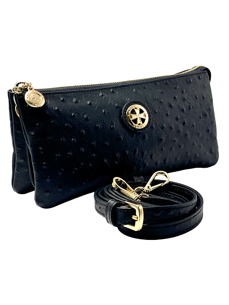 Сумка клатч NARVIN из натуральной кожи 9951-Ostrich Black Vasheron, Артикул: 9951-Ostrich Black фото №1