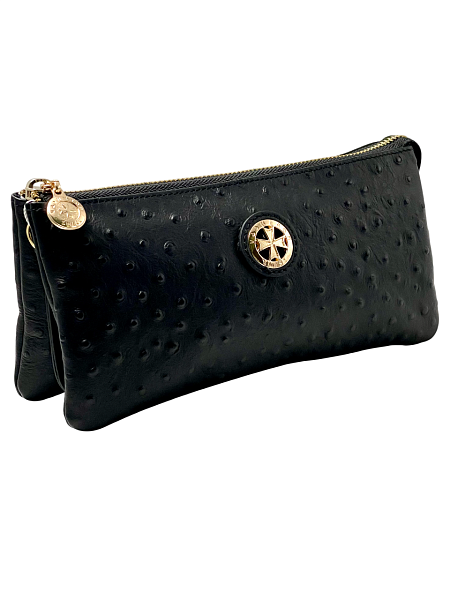 Сумка клатч NARVIN из натуральной кожи 9951-Ostrich Black Vasheron, Артикул: 9951-Ostrich Black фото №1