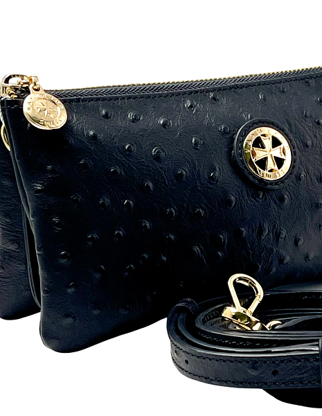 Сумка клатч NARVIN из натуральной кожи 9951-Ostrich Black Vasheron, Артикул: 9951-Ostrich Black фото №1