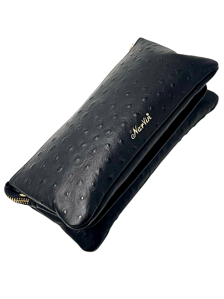 Сумка клатч NARVIN из натуральной кожи 9951-Ostrich Black Vasheron, Артикул: 9951-Ostrich Black фото №1
