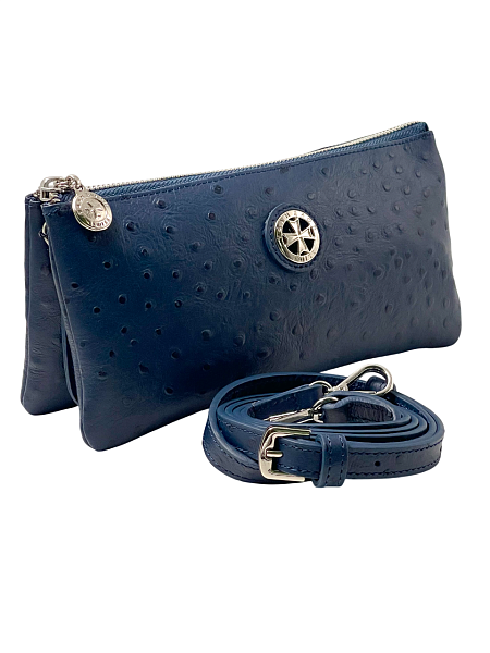 Сумка клатч NARVIN из натуральной кожи 9951-Ostrich D.Blue Vasheron, Артикул: 9951-Ostrich D.Blue фото №1