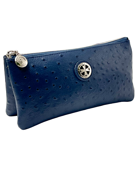 Сумка клатч NARVIN из натуральной кожи 9951-Ostrich D.Blue Vasheron, Артикул: 9951-Ostrich D.Blue фото №1