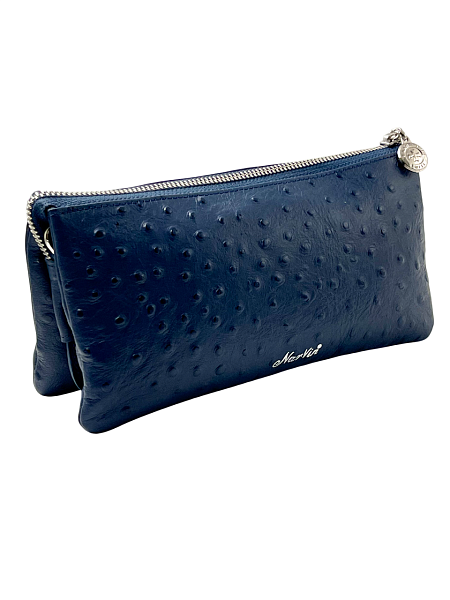 Сумка клатч NARVIN из натуральной кожи 9951-Ostrich D.Blue Vasheron, Артикул: 9951-Ostrich D.Blue фото №1