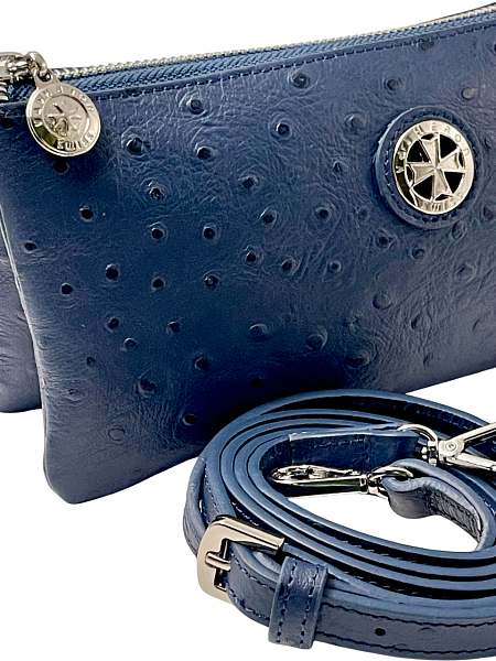 Сумка клатч NARVIN из натуральной кожи 9951-Ostrich D.Blue Vasheron, Артикул: 9951-Ostrich D.Blue фото №1