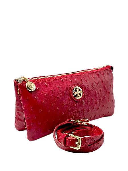 Сумка клатч NARVIN из натуральной кожи 9951-Ostrich Red Vasheron, Артикул: 9951-Ostrich Red фото №1