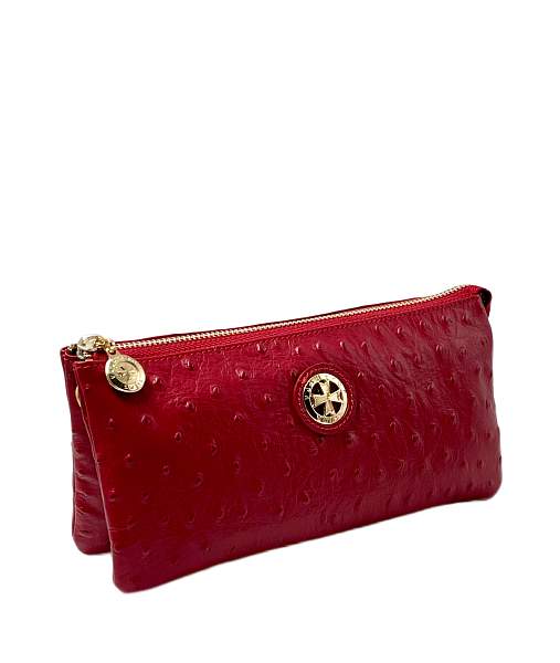 Сумка клатч NARVIN из натуральной кожи 9951-Ostrich Red Vasheron, Артикул: 9951-Ostrich Red фото №1