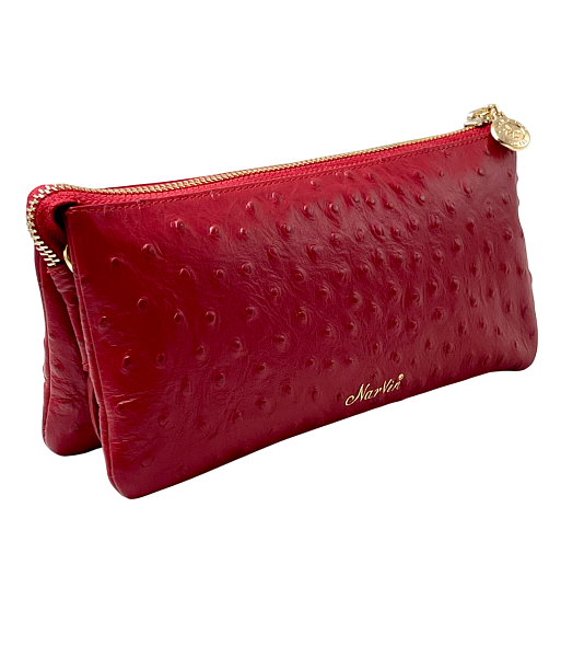 Сумка клатч NARVIN из натуральной кожи 9951-Ostrich Red Vasheron, Артикул: 9951-Ostrich Red фото №1