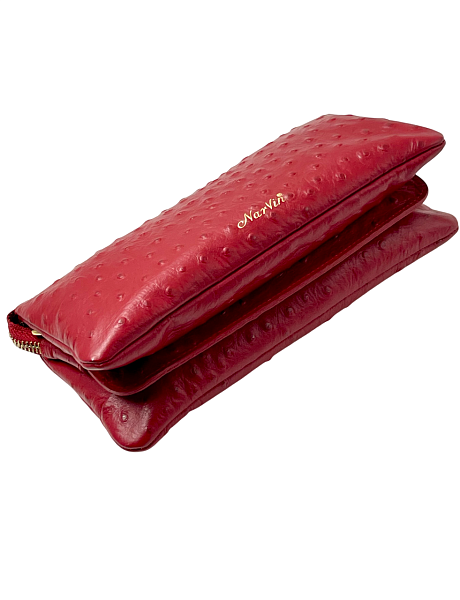 Сумка клатч NARVIN из натуральной кожи 9951-Ostrich Red Vasheron, Артикул: 9951-Ostrich Red фото №1