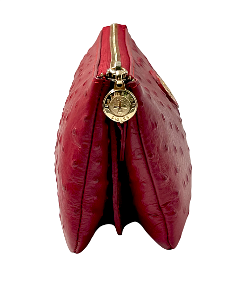 Сумка клатч NARVIN из натуральной кожи 9951-Ostrich Red Vasheron, Артикул: 9951-Ostrich Red фото №1