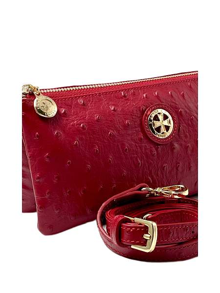 Сумка клатч NARVIN из натуральной кожи 9951-Ostrich Red Vasheron, Артикул: 9951-Ostrich Red фото №1