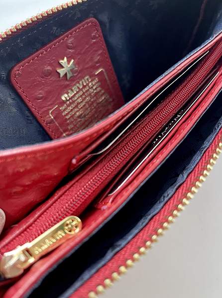 Сумка клатч NARVIN из натуральной кожи 9951-Ostrich Red Vasheron, Артикул: 9951-Ostrich Red фото №1