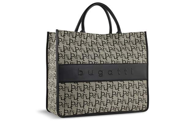 Сумка-тоут BUGATTI Elea, бежево-черный цвет, жаккард/воловья кожа/полиэстер 41 х 15 х 34,5 см 49435401 BUGATTI, Артикул: 49435401 фото №1
