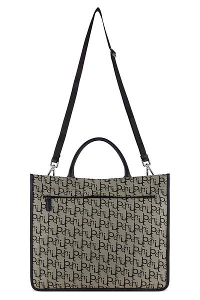 Сумка-тоут BUGATTI Elea, бежево-черный цвет, жаккард/воловья кожа/полиэстер 41 х 15 х 34,5 см 49435401 BUGATTI, Артикул: 49435401 фото №1