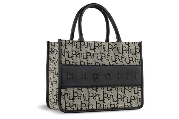 Сумка-тоут BUGATTI Elea, бежево-черный цвет, жаккард/воловья кожа/полиэстер, 30 х 13 х 22,5 см 49435301 BUGATTI, Артикул: 49435301 фото №1