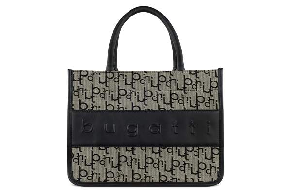 Сумка-тоут BUGATTI Elea, бежево-черный цвет, жаккард/воловья кожа/полиэстер, 30 х 13 х 22,5 см 49435301 BUGATTI, Артикул: 49435301 фото №1