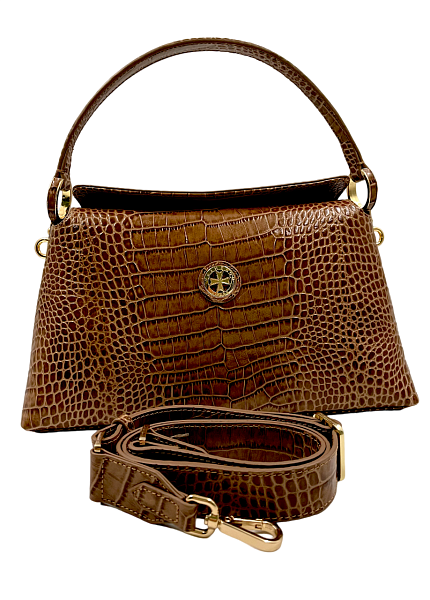 Сумка женская NARVIN из натуральной кожи 9806-Croco Cappuccino Vasheron, Артикул: 9806-Croco Cappuccino фото №1