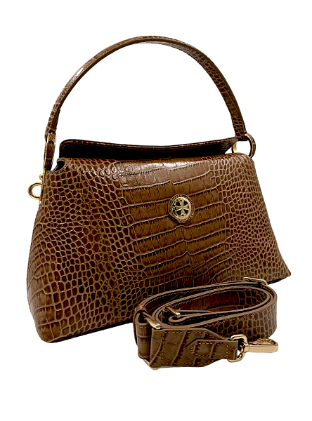 Сумка женская NARVIN из натуральной кожи 9806-Croco Cappuccino Vasheron, Артикул: 9806-Croco Cappuccino фото №1