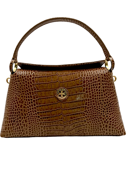 Сумка женская NARVIN из натуральной кожи 9806-Croco Cappuccino Vasheron, Артикул: 9806-Croco Cappuccino фото №1