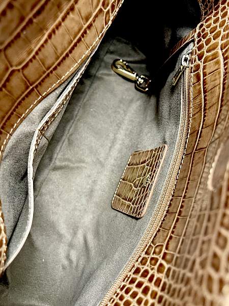 Сумка женская NARVIN из натуральной кожи 9806-Croco Cappuccino Vasheron, Артикул: 9806-Croco Cappuccino фото №1