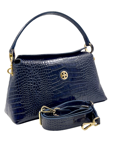 Сумка женская NARVIN из натуральной кожи 9806-Croco D.Blue Vasheron, Артикул: 9806-Croco D.Blue фото №1