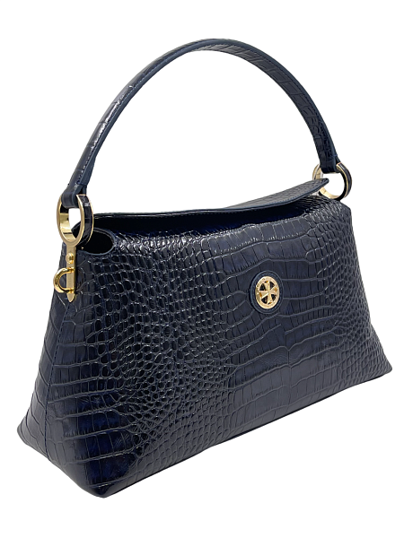 Сумка женская NARVIN из натуральной кожи 9806-Croco D.Blue Vasheron, Артикул: 9806-Croco D.Blue фото №1
