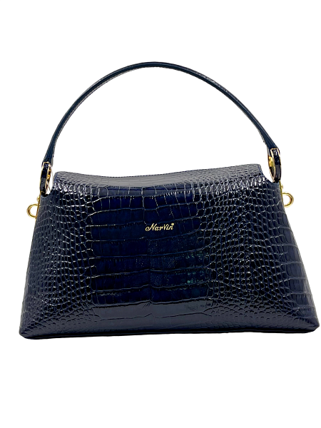 Сумка женская NARVIN из натуральной кожи 9806-Croco D.Blue Vasheron, Артикул: 9806-Croco D.Blue фото №1