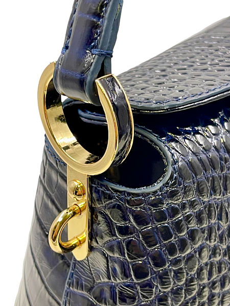 Сумка женская NARVIN из натуральной кожи 9806-Croco D.Blue Vasheron, Артикул: 9806-Croco D.Blue фото №1