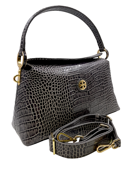Сумка женская NARVIN из натуральной кожи 9806-Croco Grey Vasheron, Артикул: 9806-Croco Grey фото №1